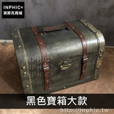 INPHIC-復古木箱收納箱藏寶箱裝飾寶箱道具創意仿古做舊陳列-黑色寶箱大款